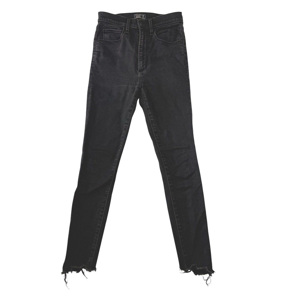 Abercrombie Fitch Black High Rise Skinny Jeans Raw‎ Hem Women's Size 26